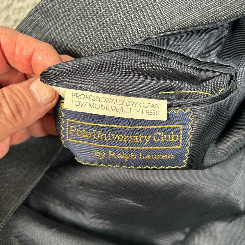 Vintage Polo Ralph Lauren Blazer Coat Mens 40 Gray Wool Polo University Club USA